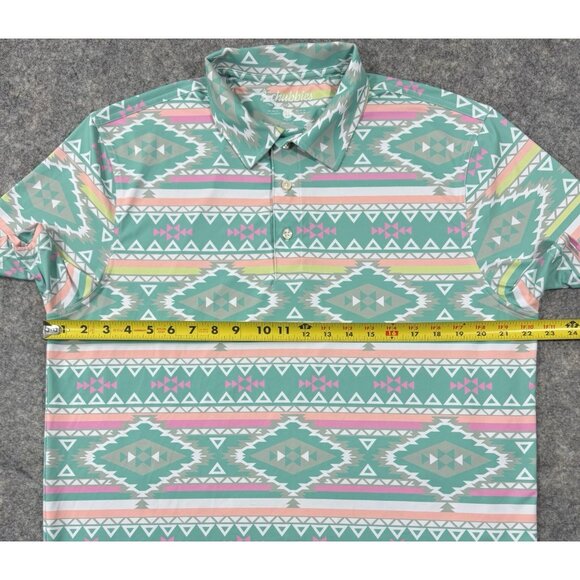 Chubbies Mens Polo Shirt Medium En Fuegos Performance Southwest Geometric Golf - Picture 11 of 12